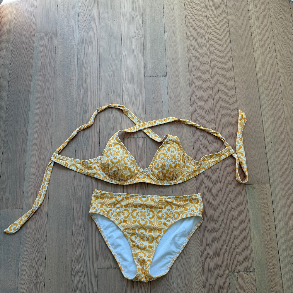Orange and white swimsuit